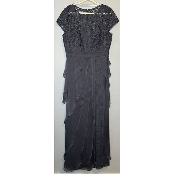 Adrianna Papell Dress 14 Blue Long Maxi Gown Formal Mother Bride Groom wedding - Picture 3 of 9